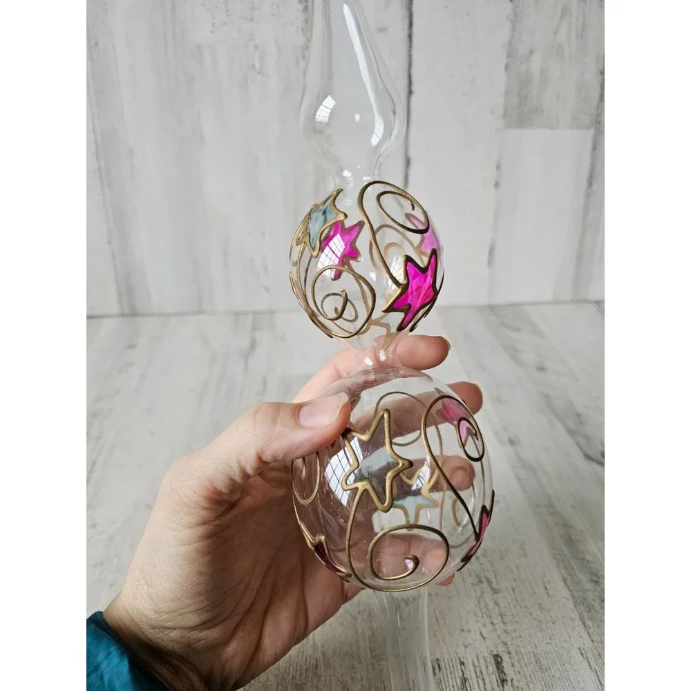 Star glass tree topper gold pink‎ blue Xmas tree